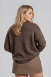 Lightweight Button Down Knit Cardigan, Dark Brown (S-3x)