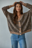 Sweater V-Neck Leopard Cardigan (S, M)