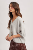 Soft Touch Button Uo Short Sleeve Cardigan, Oatmeal (S-L)