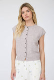 Raw Edge Sleeveless Lightweight Cardigan, Butter Yellow (S-L)