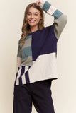 Colorblock Long Sleeve Sweater Top (1x,2x,3x)