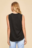 Round Neck Knit Tank Top, Black