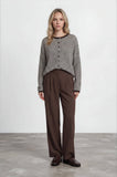 Stripe Raw Edge Cardigan, Dark Brown