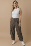 Plus Elastic Waist Polka Dot Barrel Pants