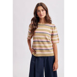 Striped Puff Sleeve Sweater Top