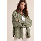Denim Button Up Jacket, Olive