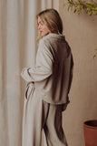 Lt. Gray Cropped Washed Soft Button Up