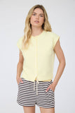 Raw Edge Sleeveless Lightweight Cardigan, Butter Yellow (S-L)
