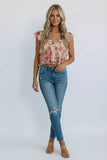 Floral Mesh Ruffle Tiered Cami Top
