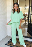 LAS-LIVE Drawstring High Waist Pants Loungewear Set (S-XL)