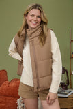 Solid Zip Puffer Vest- Mocha (M-1X, 3X)
