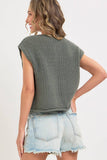 Button Closure Knit Sweater Top, Pinewood (S, L)