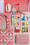 Quilted Pouch, Pink Tile Floral