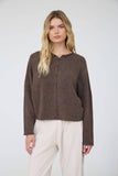 Lightweight Button Down Knit Cardigan, Dark Brown
