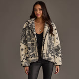 White & Black Paisley Fleece Coatigan