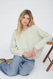 Stripe Raw Edge Cardigan, Dark Brown