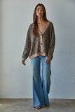 Sweater V-Neck Leopard Cardigan (S, M)