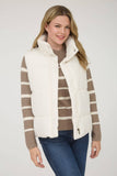 Solid Zip Puffer Vest- Ivory (S-3X)