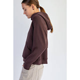 Comfy Luxe Quarter Zip Hoodie, Espresso (Large)