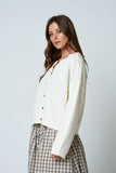 Raw Edge Exposed Seam Cardigan, Butter Yellow