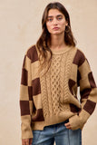 Checkered Cable Knit Sweater