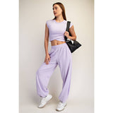 COTTON LYCRA CROSSOVER SET- Lavender