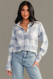 White & Dusty Blue Plaid Button Up