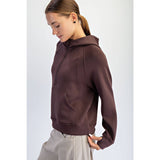 Comfy Luxe Quarter Zip Hoodie, Espresso (Large)