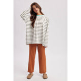 Oversized Striped Long Sleeve, Off White/Mint