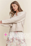 Soft Knit Eyelet Design Button Cardigan (S-3x)
