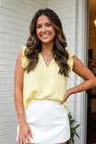LAS-LIVE Ruffle Sleeveless V Neck Blouse (S-XL)