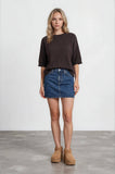 Exposed Seam Drop Shoulder Short Sleeve Top, Sienna