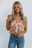 Floral Mesh Ruffle Tiered Cami Top