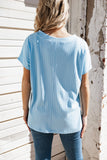 Casual Thick Ribbed V Neck Top, Sky Blue (S, M, 1X, 2X)