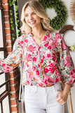 Floral Ruffle 3/4 Sleeve Top (1x-3x)