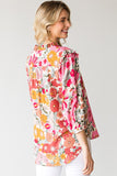 Floral Ruffle 3/4 Sleeve Top (1x-3x)