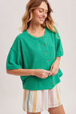 Boxy Fit Short Sleeve Cardigan, Green (M, L)