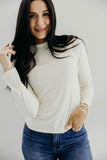High Neck Long Sleeve  Tee- Ivory (XS, M, L, XL, 2x)