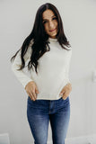 High Neck Long Sleeve  Tee- Ivory (XS, M, L, XL, 2x)