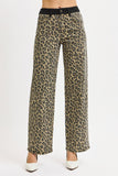 Risen-High Rise Wide Leopard Contrast Denim (5-11, 1X-3X)