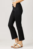 Risen-Mid Rise Crop Straight Denim- Black