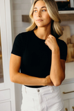 Short Sleeve Ribbed Tee-Black (S-2x)