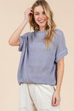 Loose Knit Short Sleeve Sweater- Periwinkle (3x)
