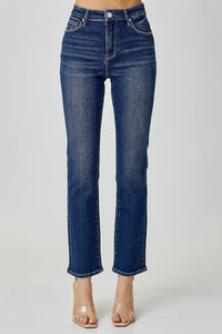 Risen- Mid Rise Ankle Straight Slim Denim