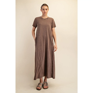 Rae Mode Mineral Washed Cotton Maxi Dress-Mocha (S)