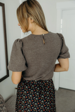 Textured Puff Sleeve Blouse-Mocha Fog (S-L)