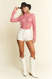 Checkered Mesh Top- Fuchsia