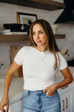 Short Sleeve Ribbed Tee-Ivory (S-2XL)