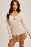Lace Trim Ribbed Henley (S,M)