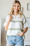 Striped Round Neck Lightweight Top (2X, 3X)